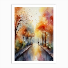 Watercolor Of Autumn Trees 5 Art Print