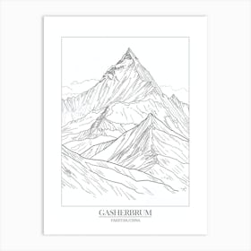 Gasherbrum I Pakistan China Line Drawing 3 Poster Art Print