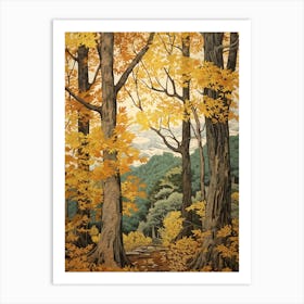 Yellow Birch 1 Vintage Autumn Tree Print  Art Print