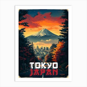 Tokyo, Japan : Mount Fuji and Cityscape Poster Art Print