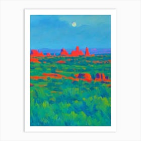 Arches National Park United States Of America Blue Oil Painting 1  Art Print