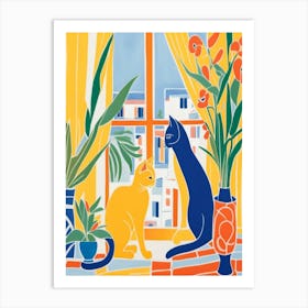 Cats By The Window Matisse Style Art Print