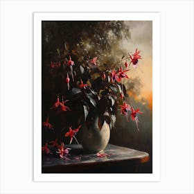 Baroque Floral Still Life Fuchsia 1 Art Print