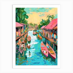 Bangkok Thailand Floating Market Travel Housewarming Painting Art Print