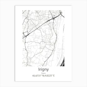 Irigny,France Minimalist Map Art Print