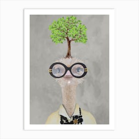 Iris Apfel Ostrich With Tree Art Print