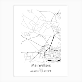 Mainvilliers,France Minimalist Map Art Print