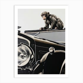 Monkey And Bentley Art Print