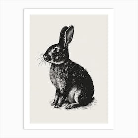 English Spot Blockprint Rabbit Illustration 2 Art Print