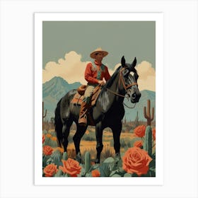 Cowboy On Horseback 4 Art Print