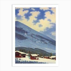 Mount Buller, Australia Ski Resort Vintage Landscape 1 Skiing Poster Art Print