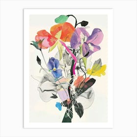 Sweet Pea 3 Collage Flower Bouquet Art Print