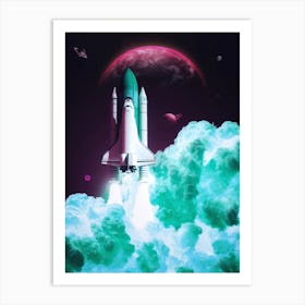 Infrared Rocket Take Off Clouds Art Print