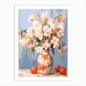Azalea Flower And Peaches Still Life Painting 4 Dreamy Art Print