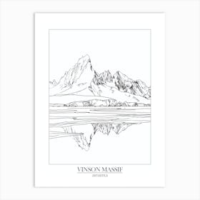 Vinson Massif Antarctica Line Drawing 8 Poster Art Print