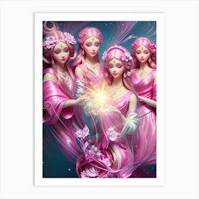 Fantasy Four Goddesses Art Print