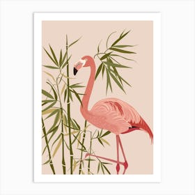 Chilean Flamingo Bamboo Minimalist Illustration 4 Art Print