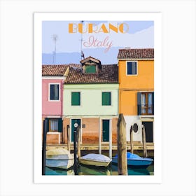 Italy, Burano Travel Poster, Karen Arnold Art Print