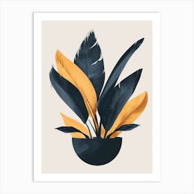 Black And Yellow Plant Art Print