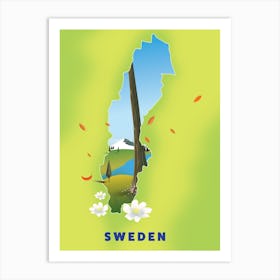 Sweden Travel map Art Print