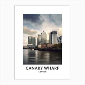 Canary Wharf, London 1 Watercolour Travel Poster Art Print