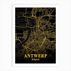 Antwerp Gold City Map 1 Art Print