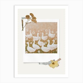Scrapbook White Ducks Fairycore Painting 1 Art Print