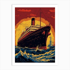 Titanic Ship Bow Pop Art Illustration 2 Art Print