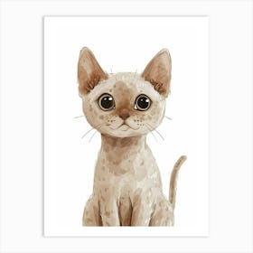 Devon Rex Cat Clipart Illustration 4 Art Print