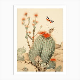 Butterfly With Desert Plants 3 Art Print