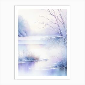 Frozen Lake Waterscape Gouache 2 Art Print