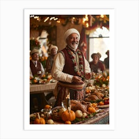 A Jovial Pilgrim Adorned With Traditional Dress From The New World An Adoring Smile Complementing (2) Art Print