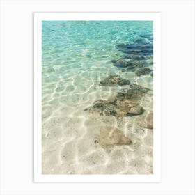 Clear Teal Water - Beach Photo Art - Croatia Travel Photography 1 Art Print