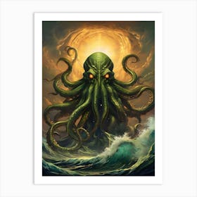Cthulhu Rises From The Ocean Art Print