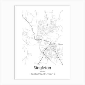 Singleton,Australia Minimalist Map Art Print