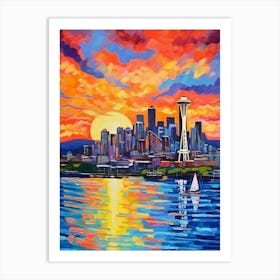 Seattle Washington Pointillism 2 Art Print