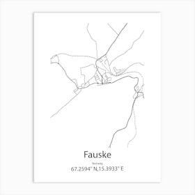 Fauske,Norway Minimalist Map Art Print