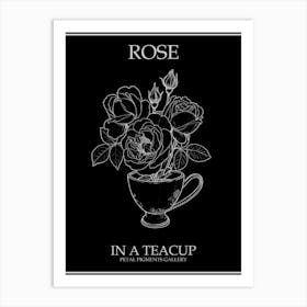 Rose In A Teacup Line Drawing 2 Poster Inverted Art Print