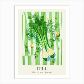 Marche Aux Legumes Dill Summer Illustration 5 Art Print