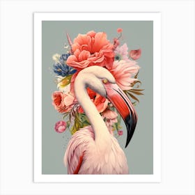 Bird With A Flower Crown Greater Flamingo 2 Art Print