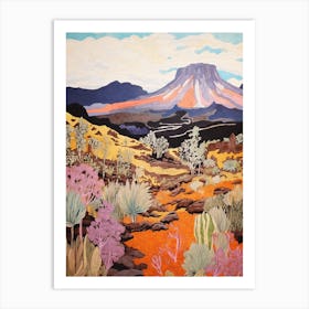 Mount Kilimanjaro Tanzania 4 Colourful Mountain Illustration Art Print