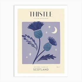 Vintage Purple And Blue Thistle Flower Of Scotland Art Print