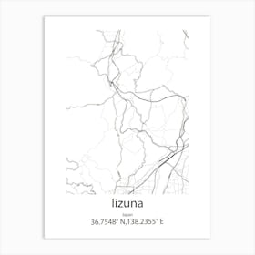 Iizuna,Japan Minimalist Map Art Print