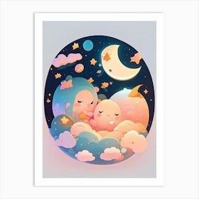 Celestial Kawaii Kids Space Art Print