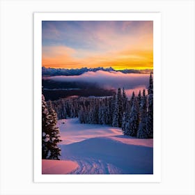 Jackson Hole, Usa Sunrise Skiing Poster Art Print
