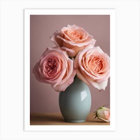 A Vase Of Pink Roses 82 Art Print