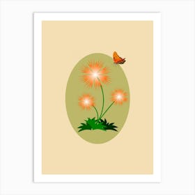 Flowers Butterfly Nature Floral Bloom Beautiful Flowers Blossom Insect Minimalist Art Print