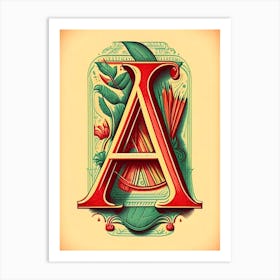 A, Letter, Alphabet Vintage Sketch 2 Art Print