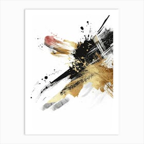 Abstract With Gold And Black Paint Art Print