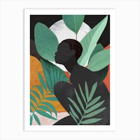 Tropical Girl Leaves  Art Print